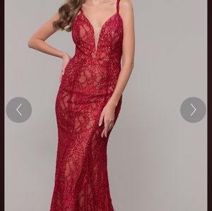 Elegant floor length red dress - promgirl